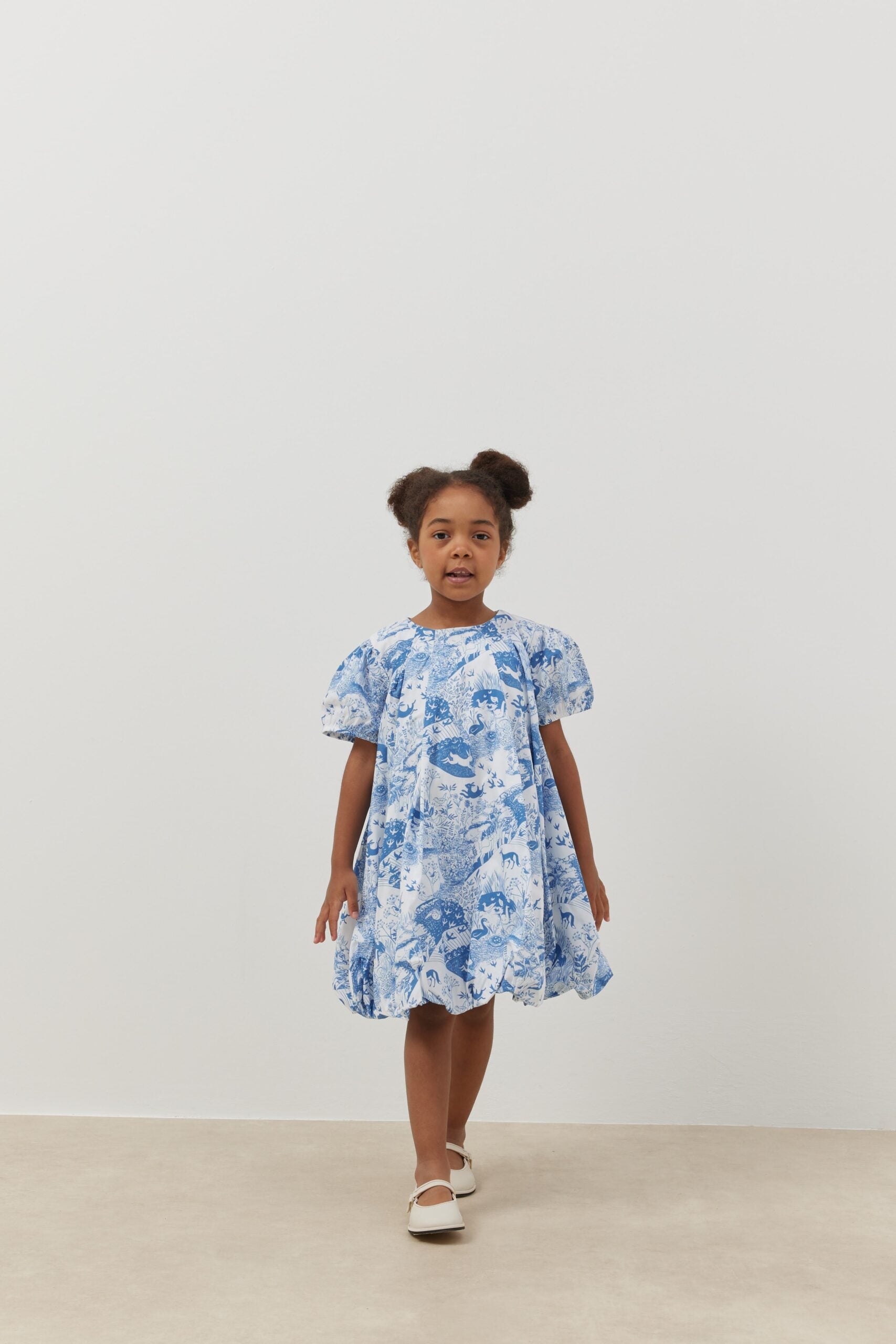 Patterned balloon dress blue