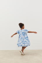 Patterned balloon dress blue