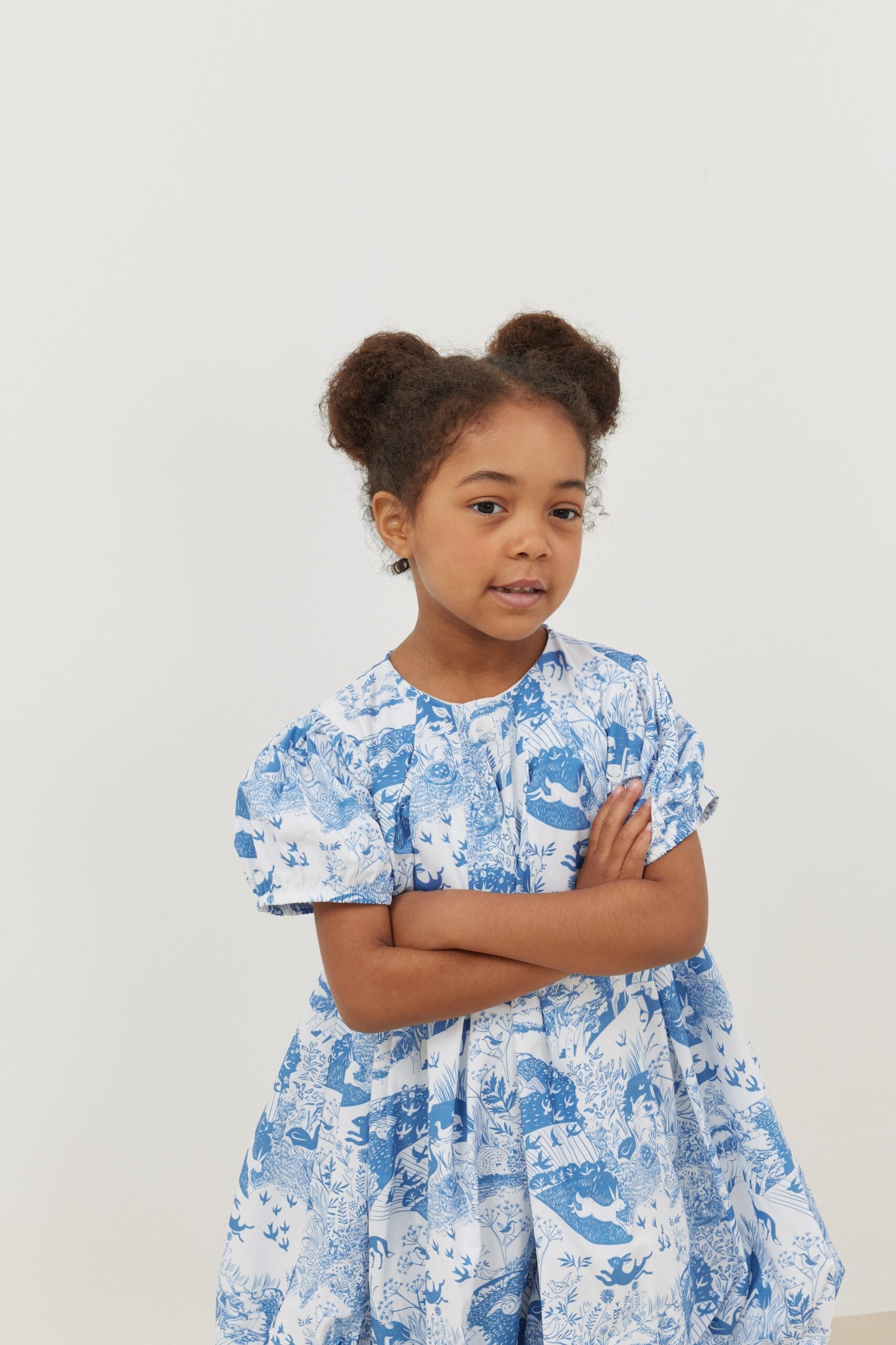 Patterned balloon dress blue