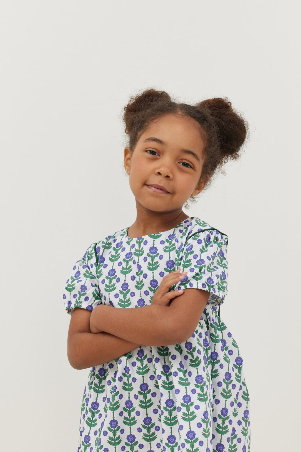 Piping dress blue floral