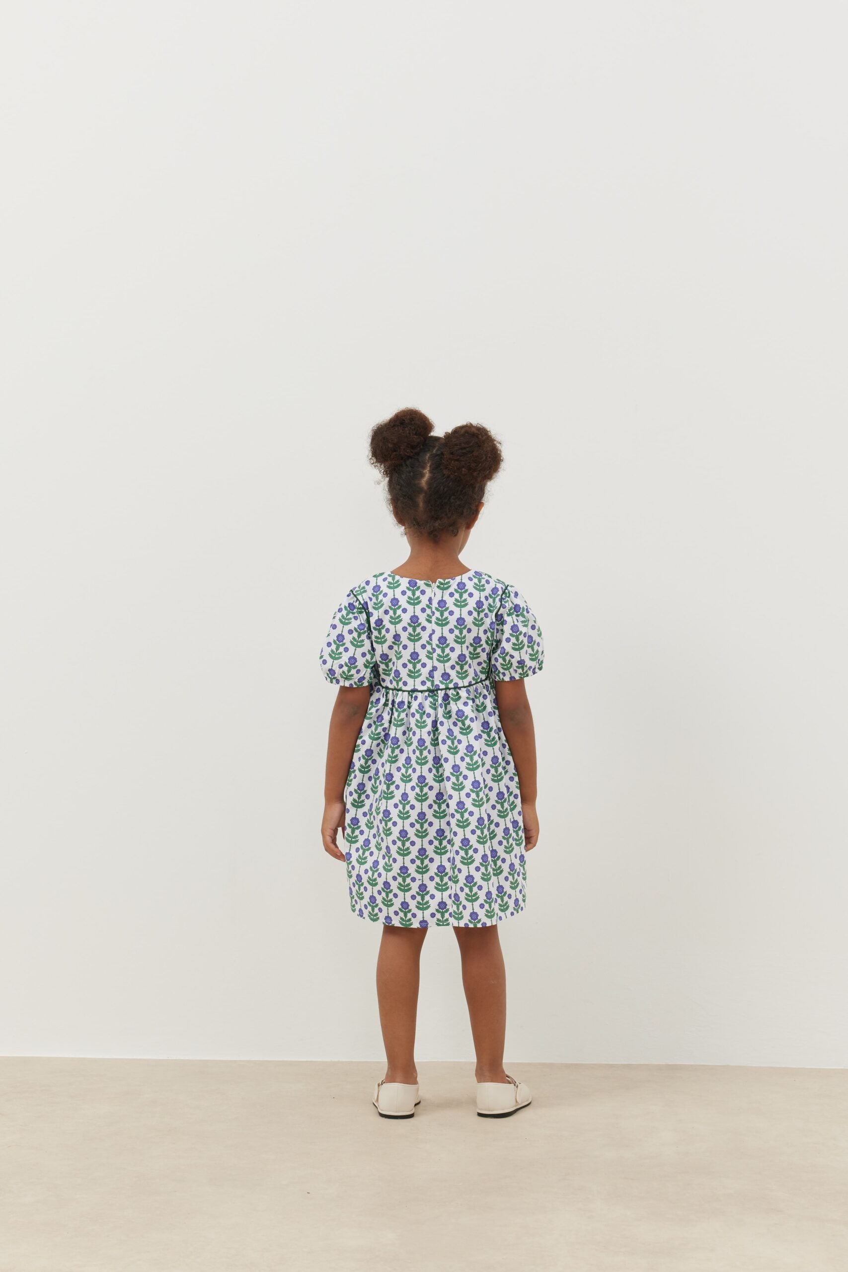 Piping dress blue floral