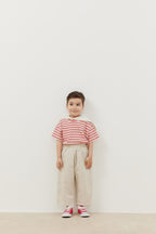 Travel collar t-shirt pinstriped red