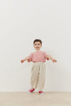Travel collar t-shirt pinstriped red