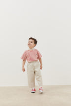 Travel collar t-shirt pinstriped red