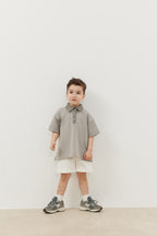 Premium polo neck oversize t-shirt gray