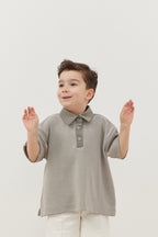 Premium polo neck oversize t-shirt gray