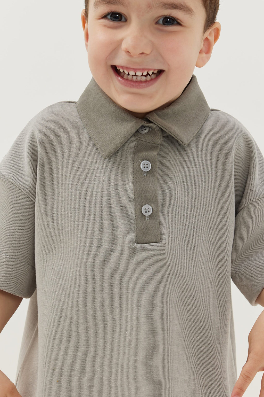 Premium polo neck oversize t-shirt gray