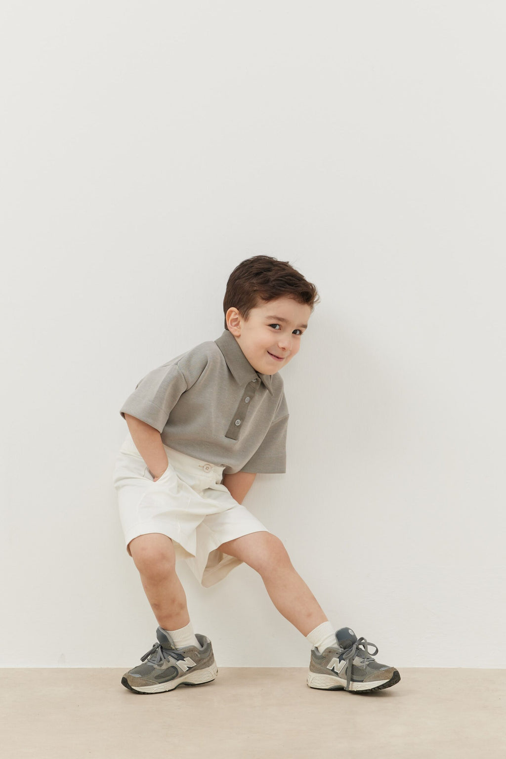 Ribbed shorts denim ecru