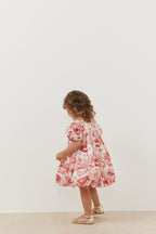Patterned balloon dress red
