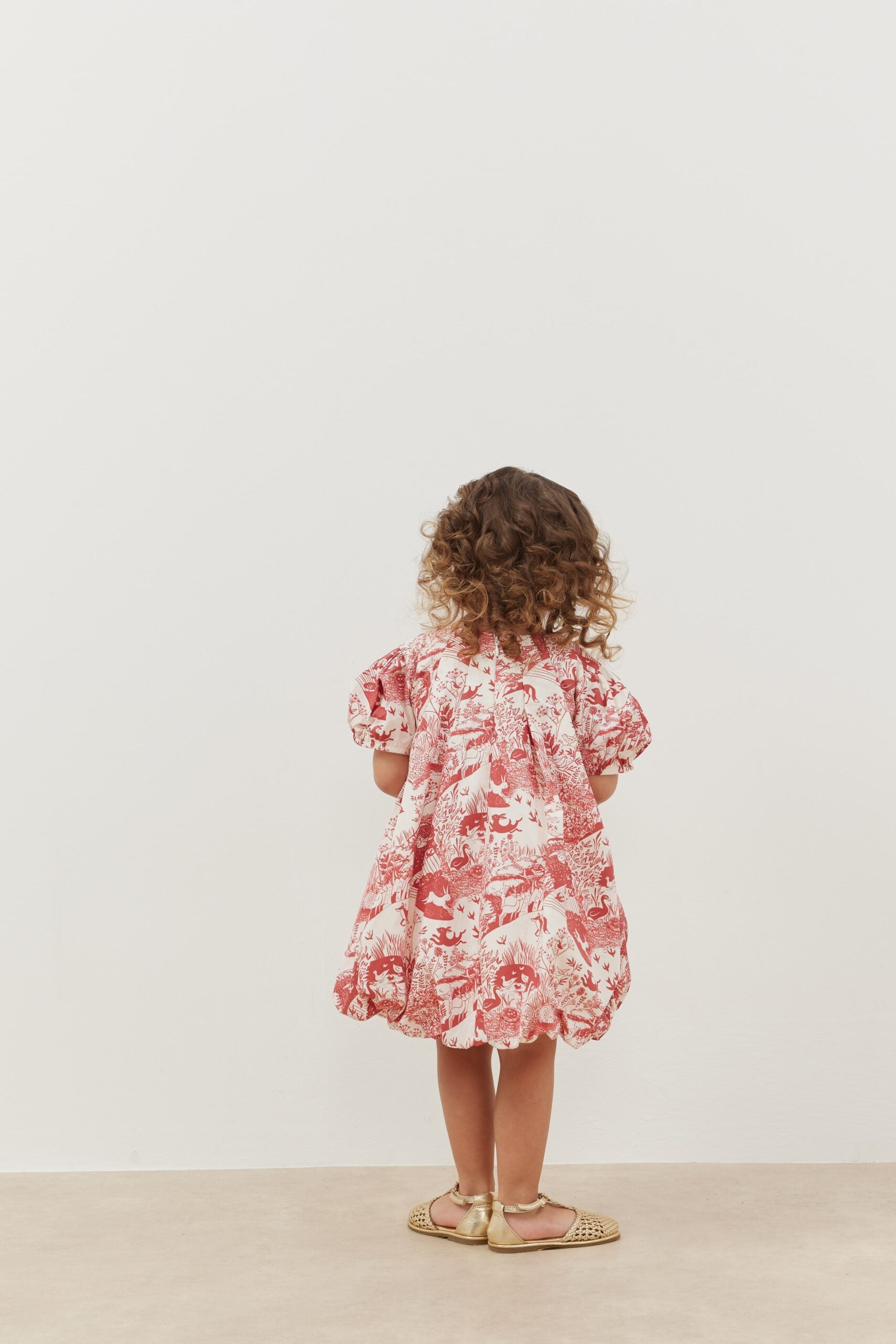 Patterned balloon dress red