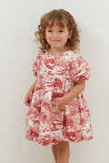 Patterned balloon dress red