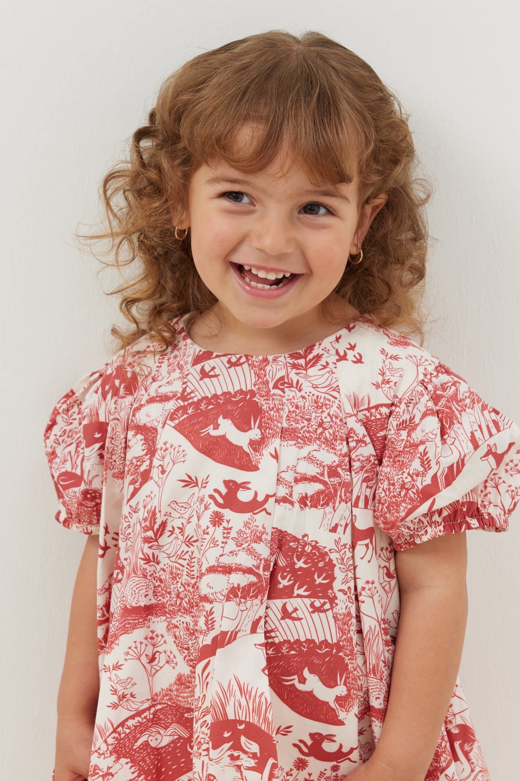 Patterned balloon dress red