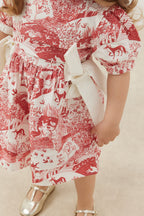Ribbed dress claret red patterned