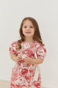 Ribbed dress claret red patterned