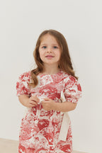 Ribbed dress claret red patterned