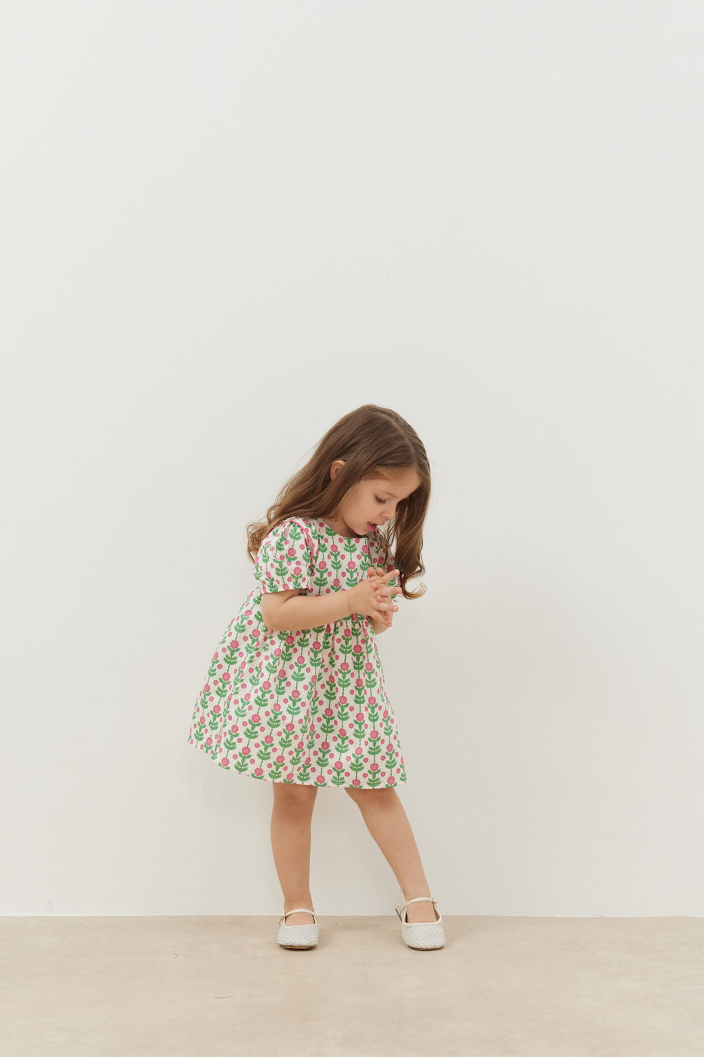 Piping dress pink floral