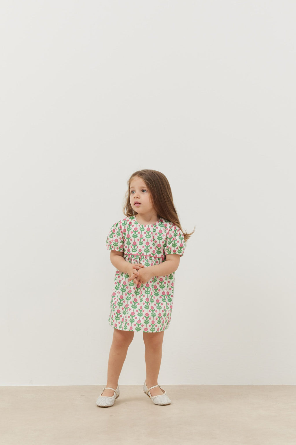 Piping dress pink floral