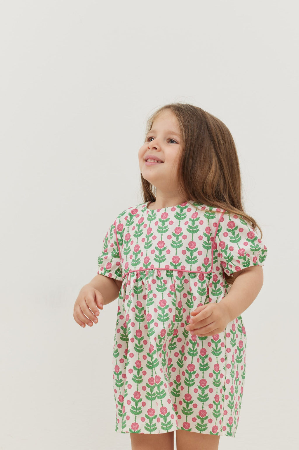 Piping dress pink floral