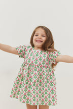 Piping dress pink floral