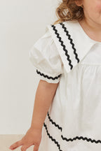 Asymmetrical striped dress ecru