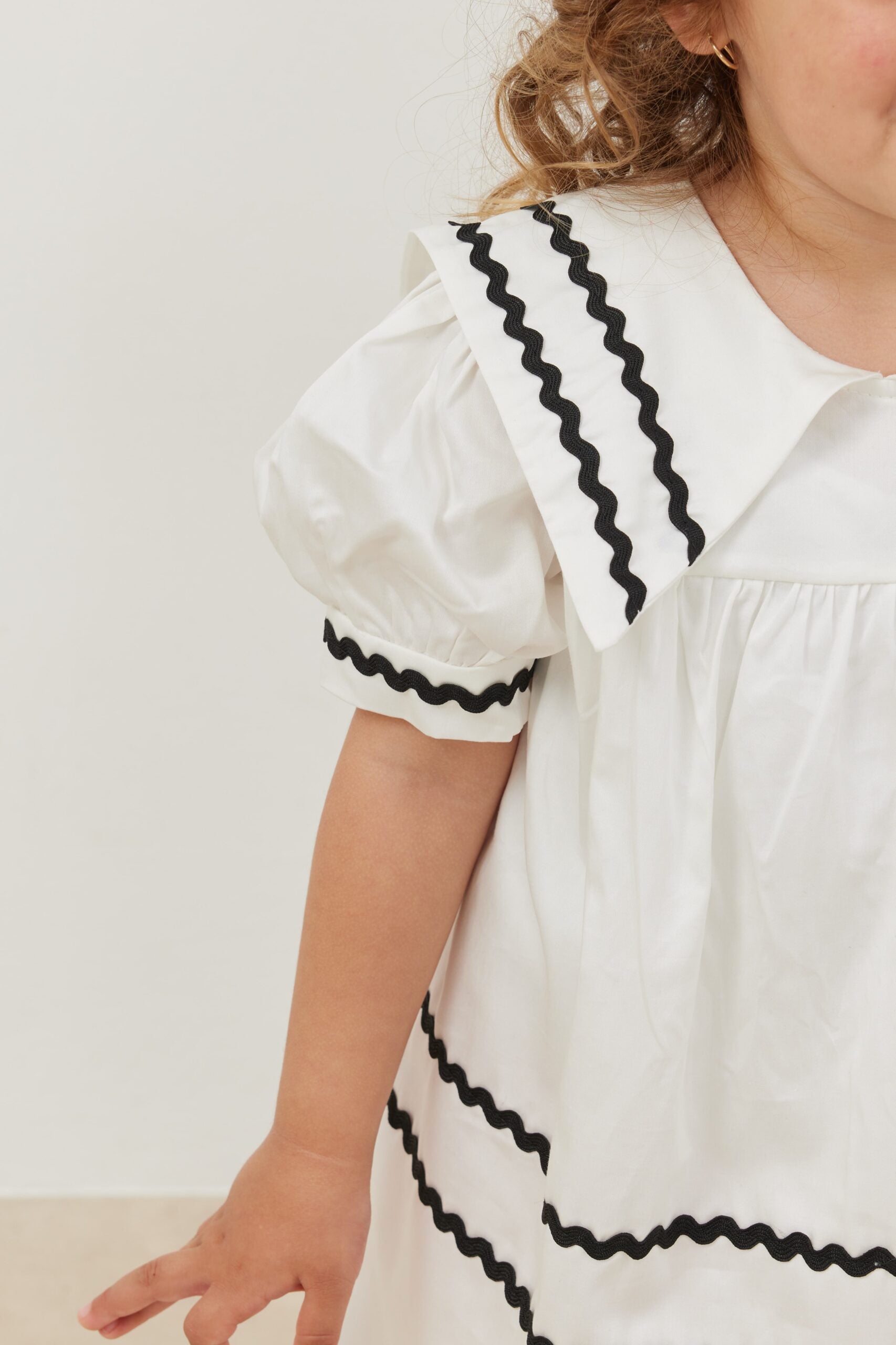 Asymmetrical striped dress ecru