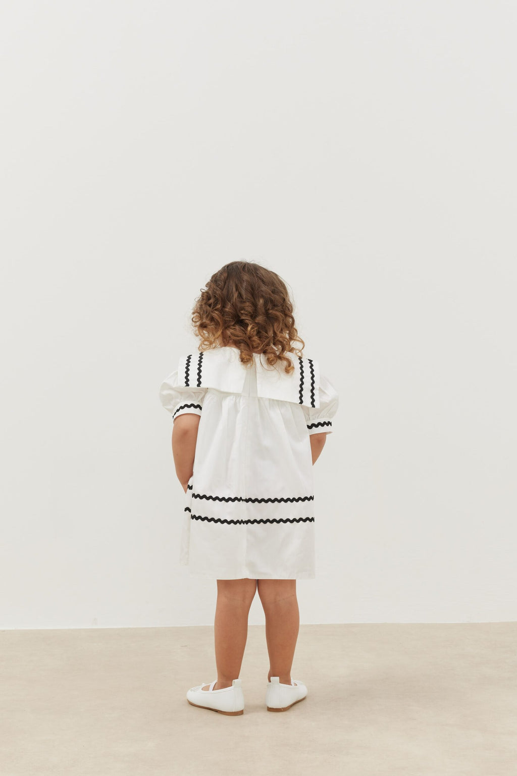 Asymmetrical striped dress ecru