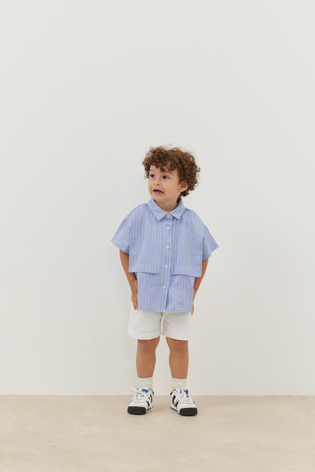 Layered shirt striped light blue