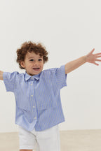 Layered shirt striped light blue