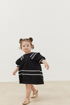 Asymmetrical striped dress black