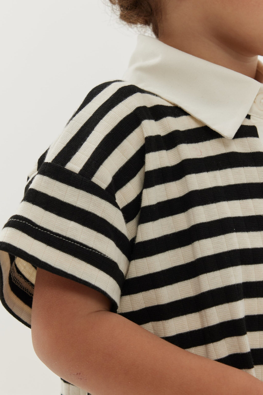 Bold striped black polo neck oversize t-shirt