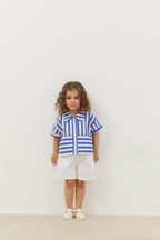 Kangaroo pocket shirt striped bold blue