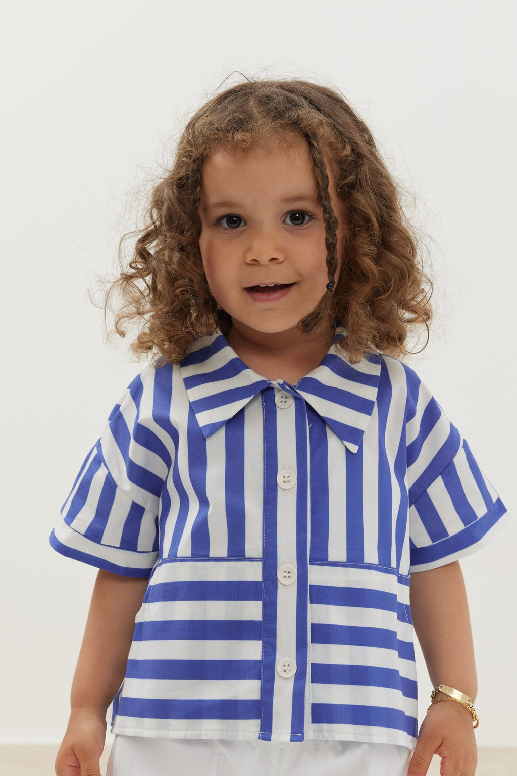 Kangaroo pocket shirt striped bold blue