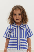 Kangaroo pocket shirt striped bold blue