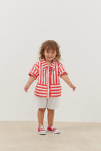 Kangaroo pocket shirt striped red