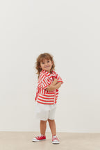 Kangaroo pocket shirt striped red