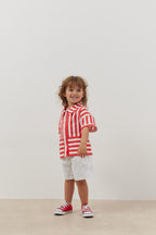 Kangaroo pocket shirt striped red