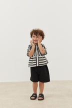 Kangaroo pocket shirt striped black