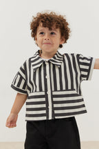 Kangaroo pocket shirt striped black