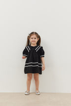Asymmetrical striped dress black