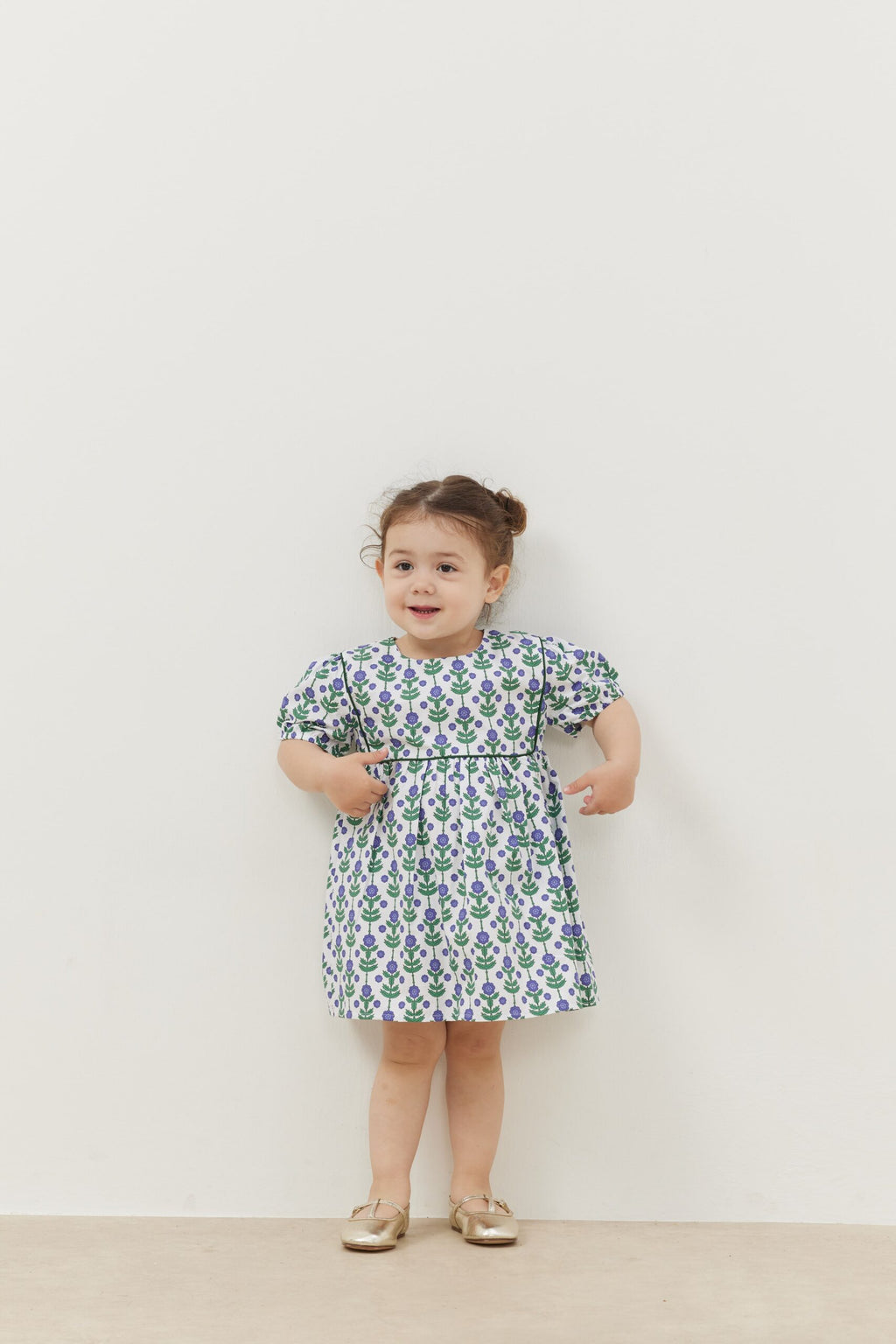 Piping dress blue floral