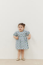 Piping dress blue floral