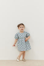 Piping dress blue floral