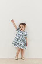 Piping dress blue floral