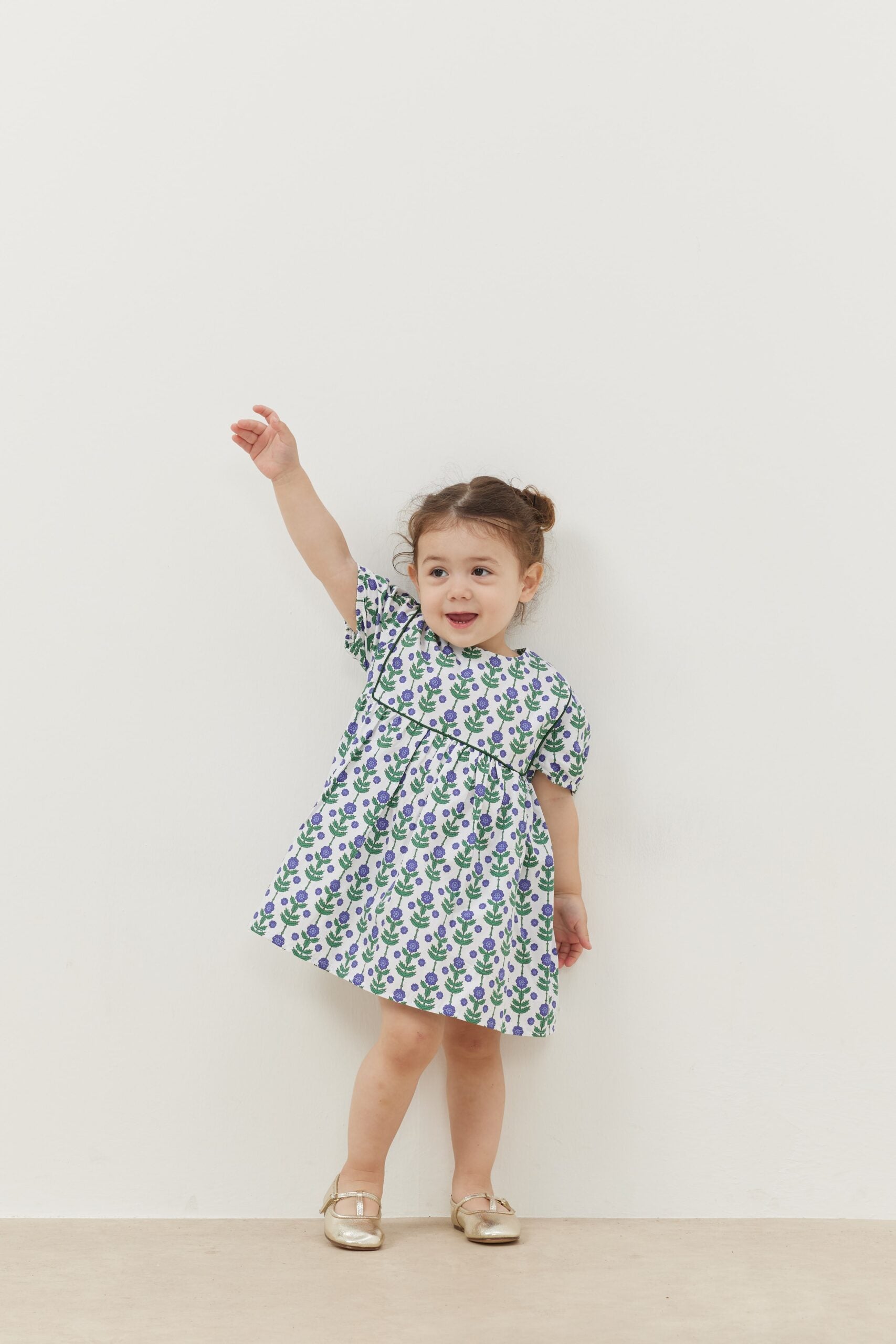 Piping dress blue floral