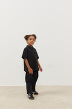 Premium polo neck oversize t-shirt black