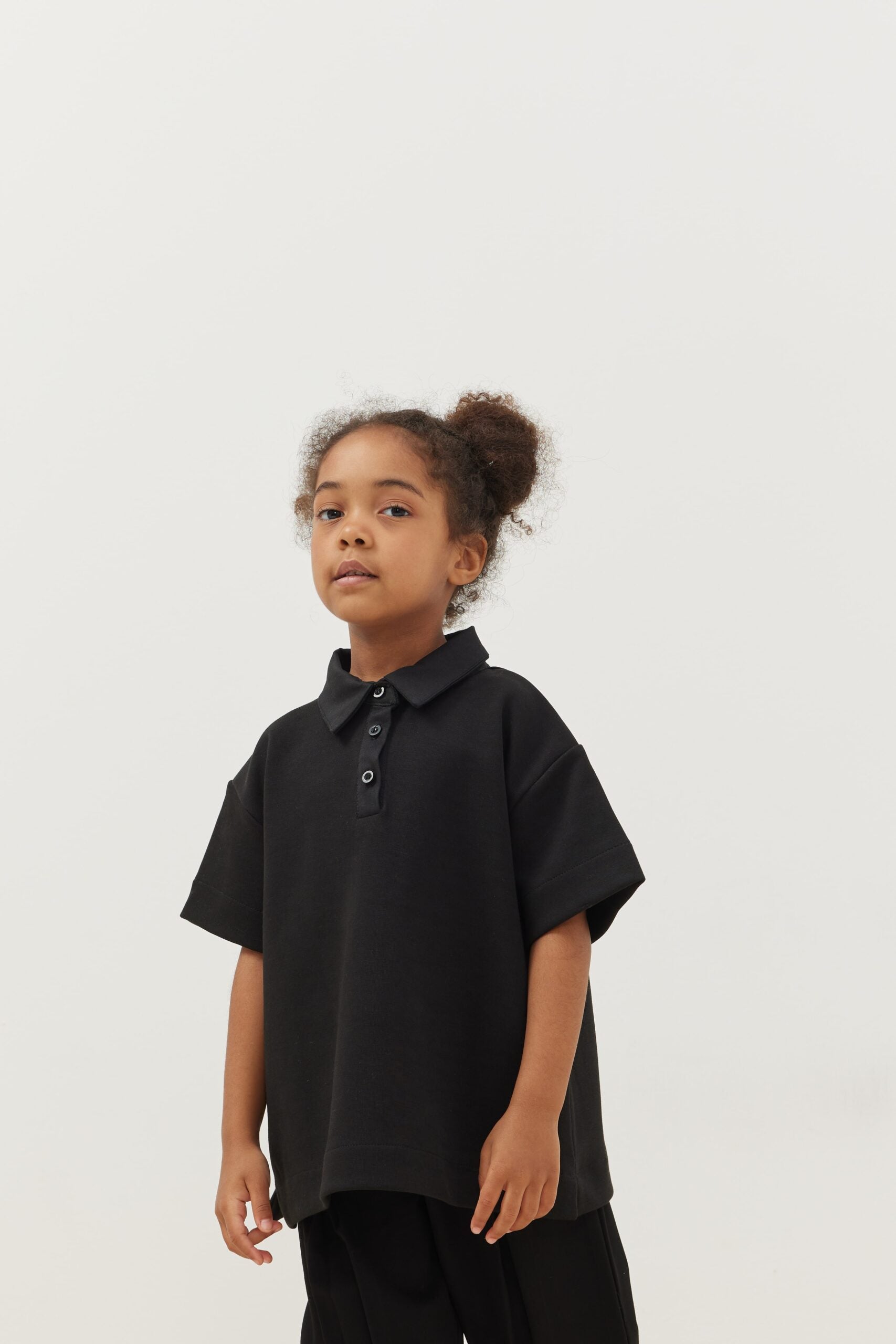 Premium polo neck oversize t-shirt black
