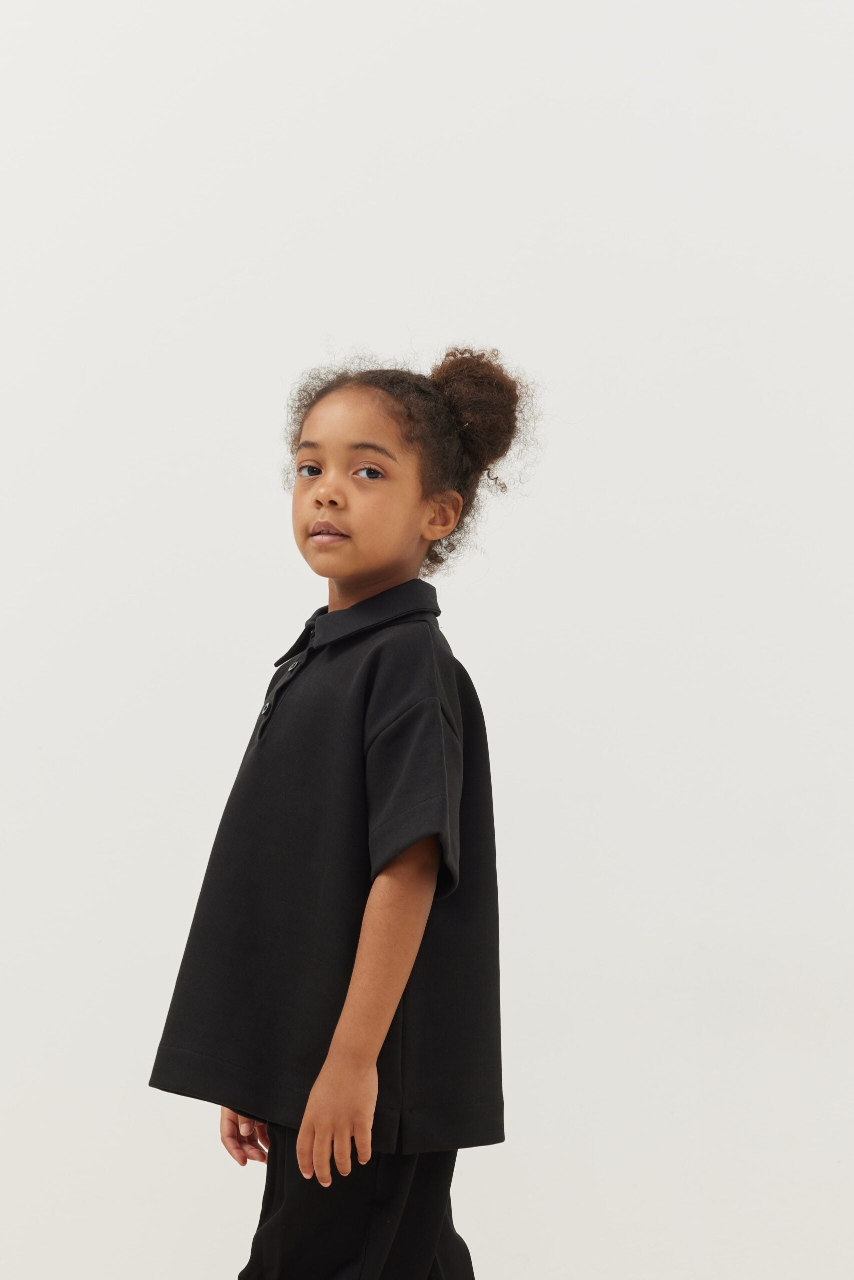 Premium polo neck oversize t-shirt black