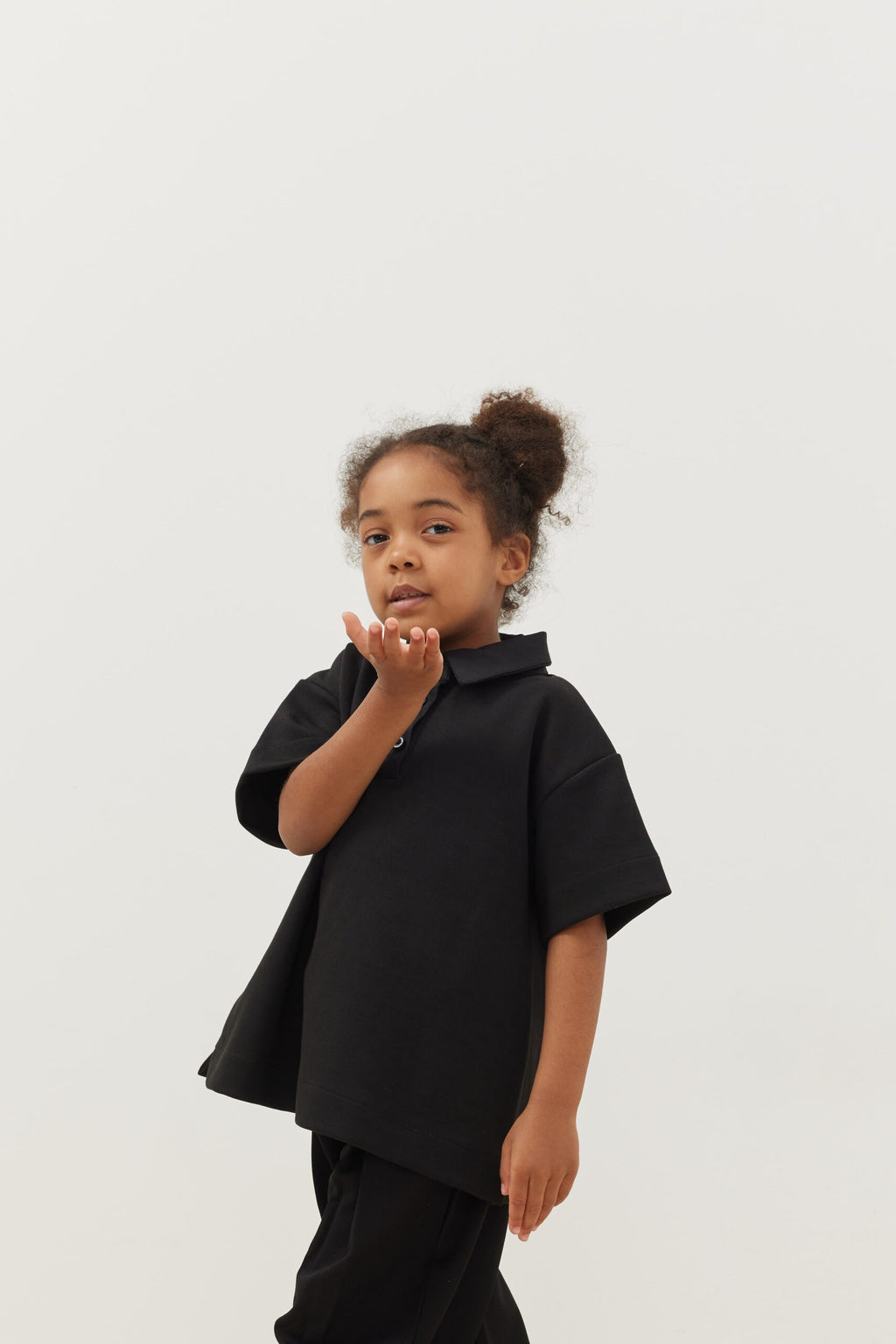 Premium polo neck oversize t-shirt black
