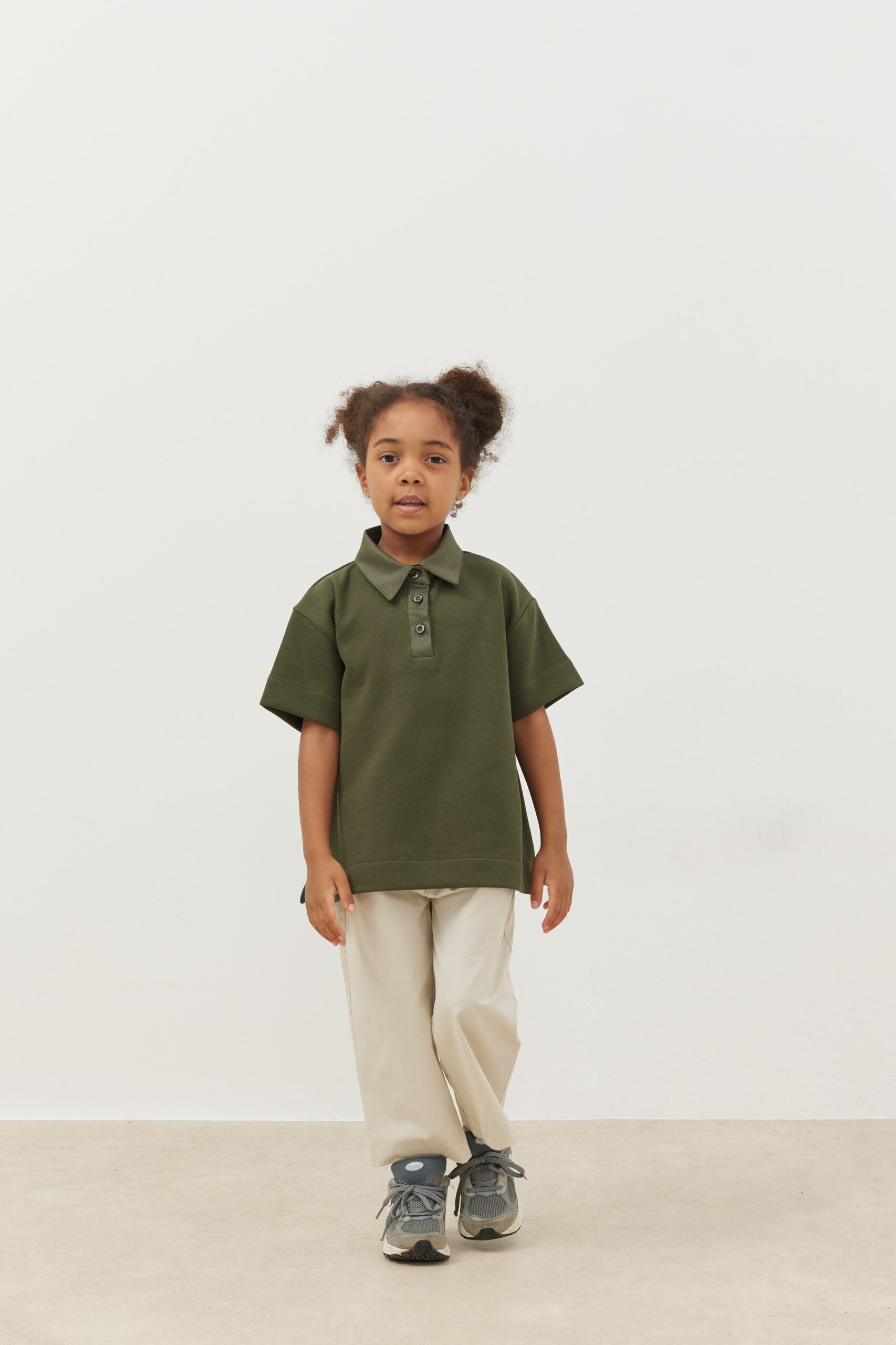 Premium polo neck oversize t-shirt khaki