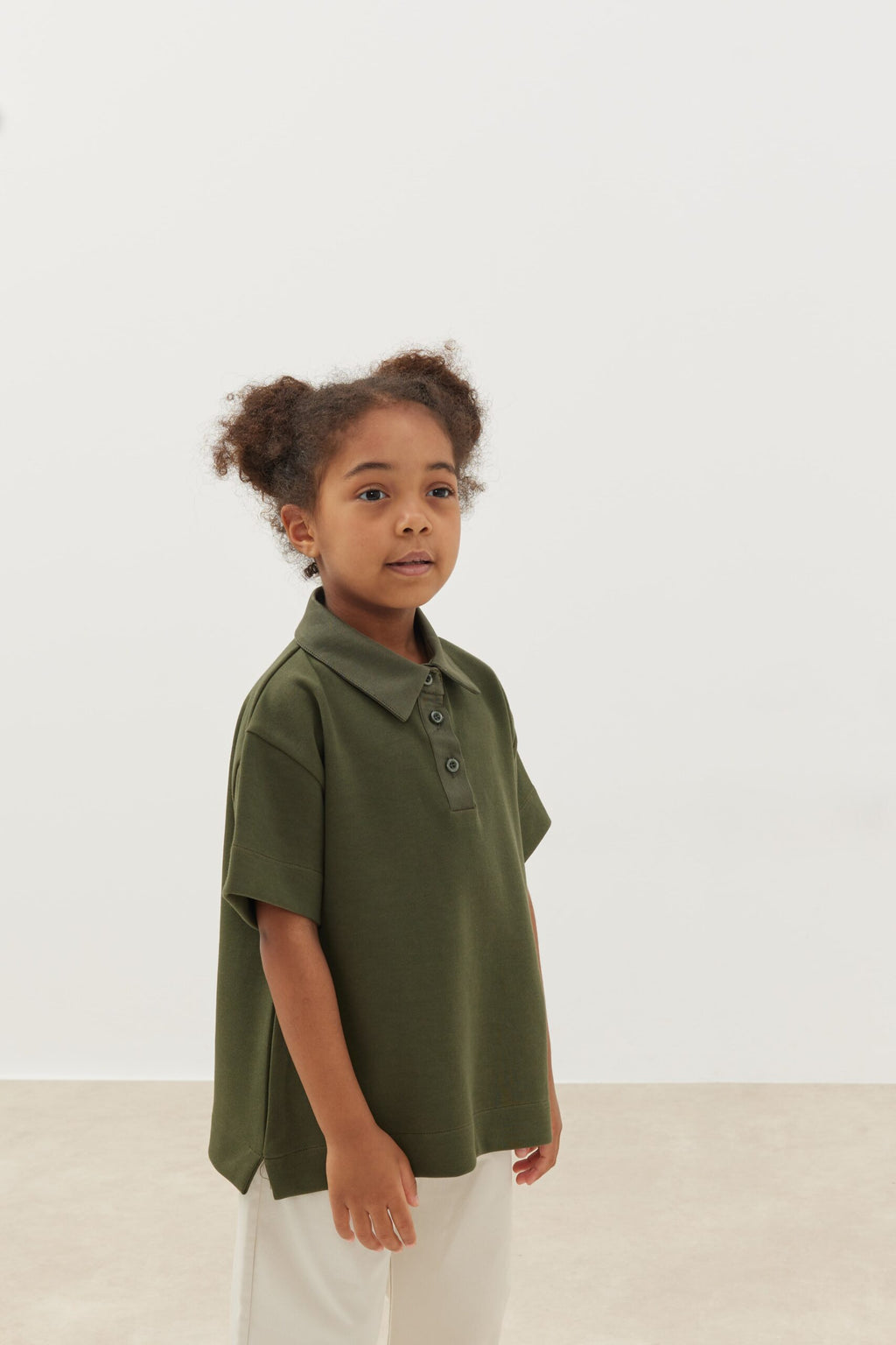 Premium polo neck oversize t-shirt khaki